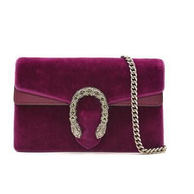 GUCCI Velvet Super Mini Dionysus Shoulder Bag Fuchsia Violet 